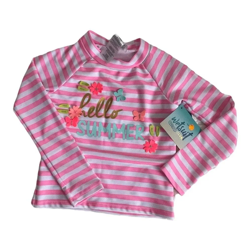 Girls Swimsuit Set Wetsuit Club Size 6X 2-Piece Swimsuit with 3-D Pink - Picture 3 of 11